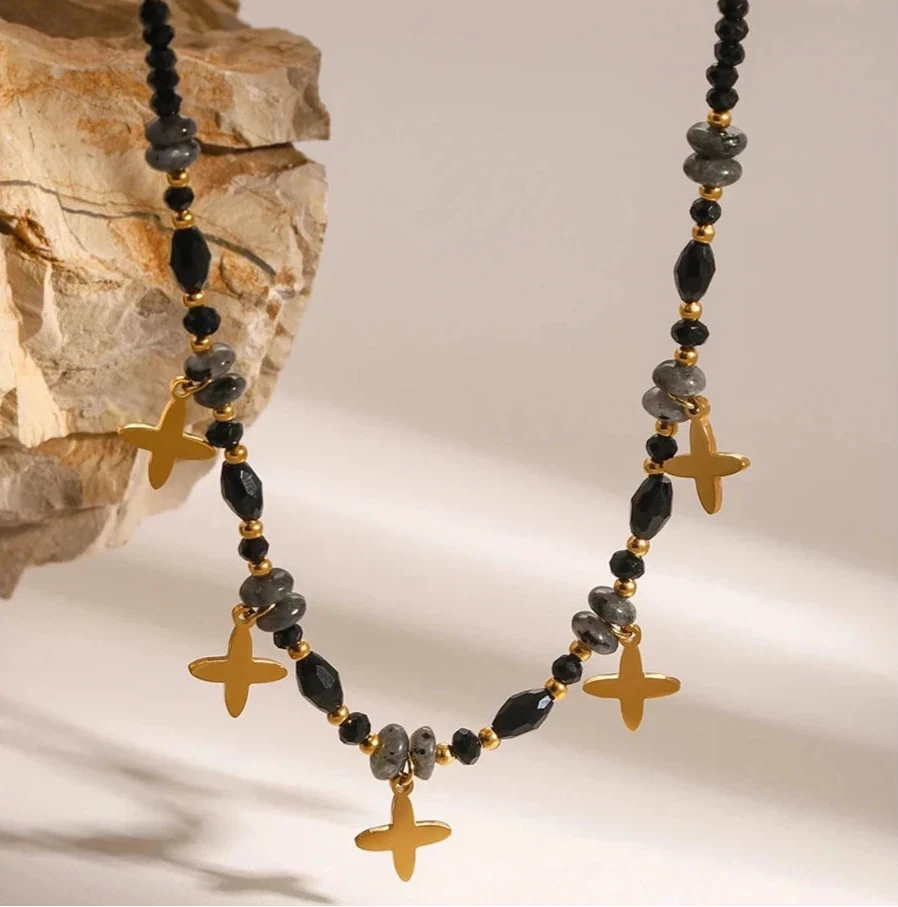Black Crystal Abacus Necklace