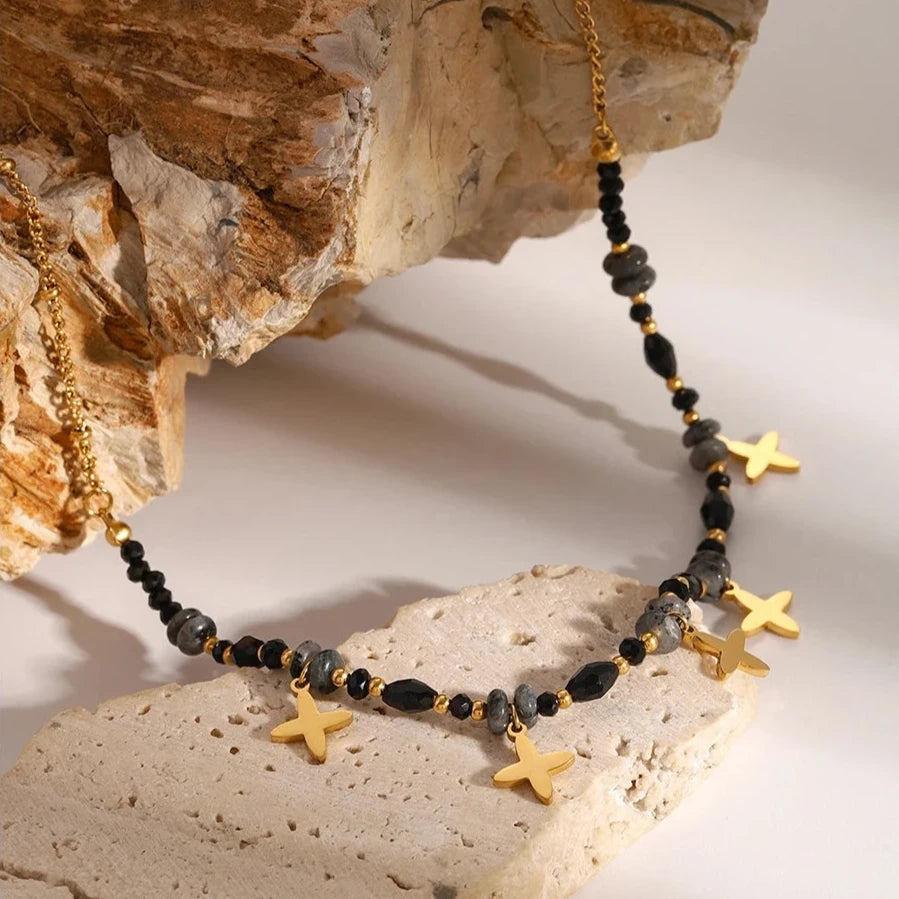 Black Crystal Abacus Necklace