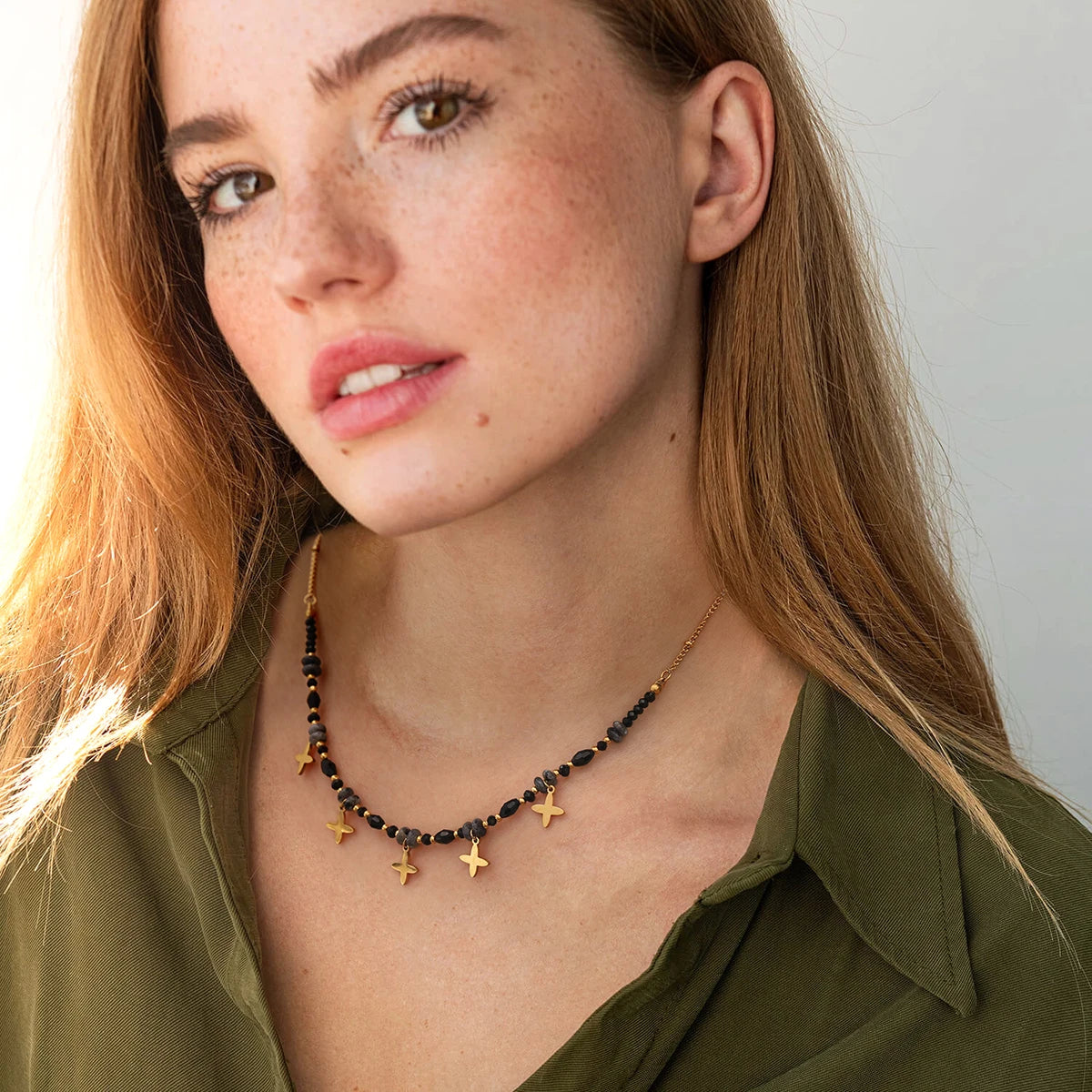 Black Crystal Abacus Necklace