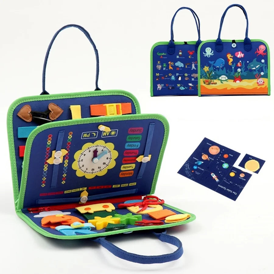 Montessori Busy Board – Travel-Ready Sensory Toy