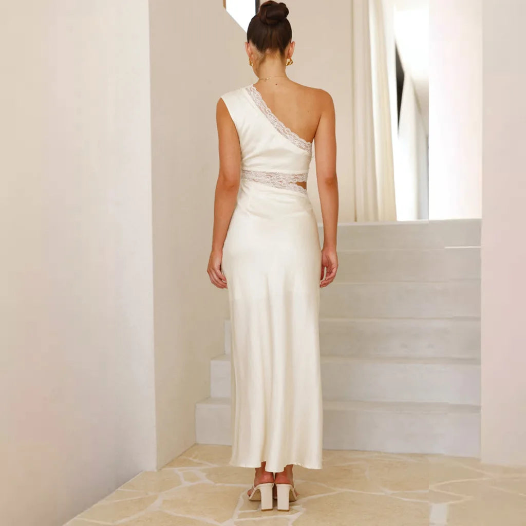 Elegant Floral Lace Backless Dress