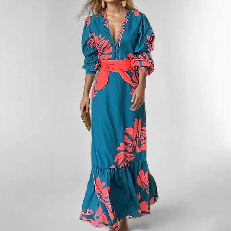 Veitche Plus Size Floral Maxi Dress