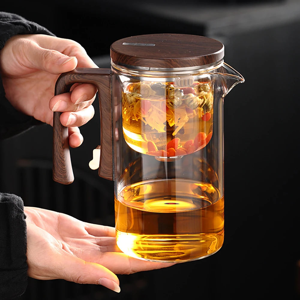 Glass Teapot Kettle with Infuser – Magnetic One-Click Tea Filtration