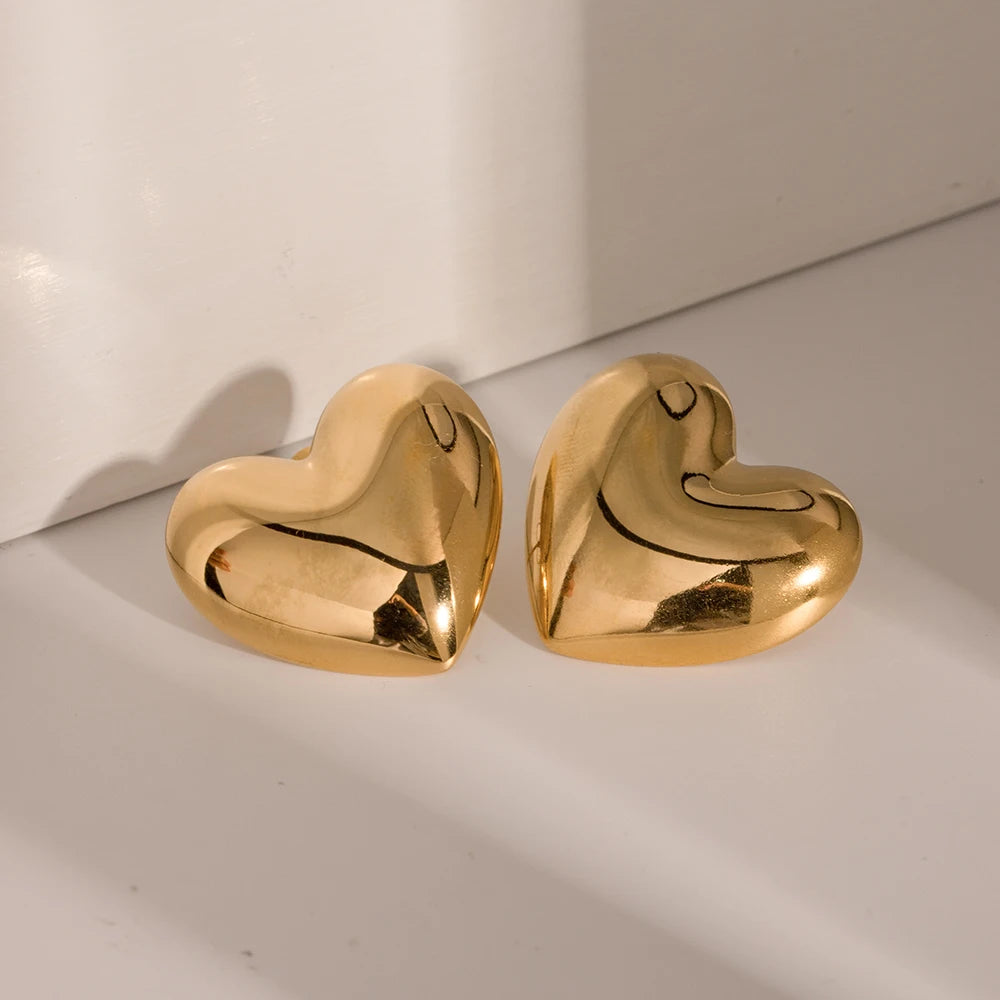 Gold Plated Chunky Heart Earrings