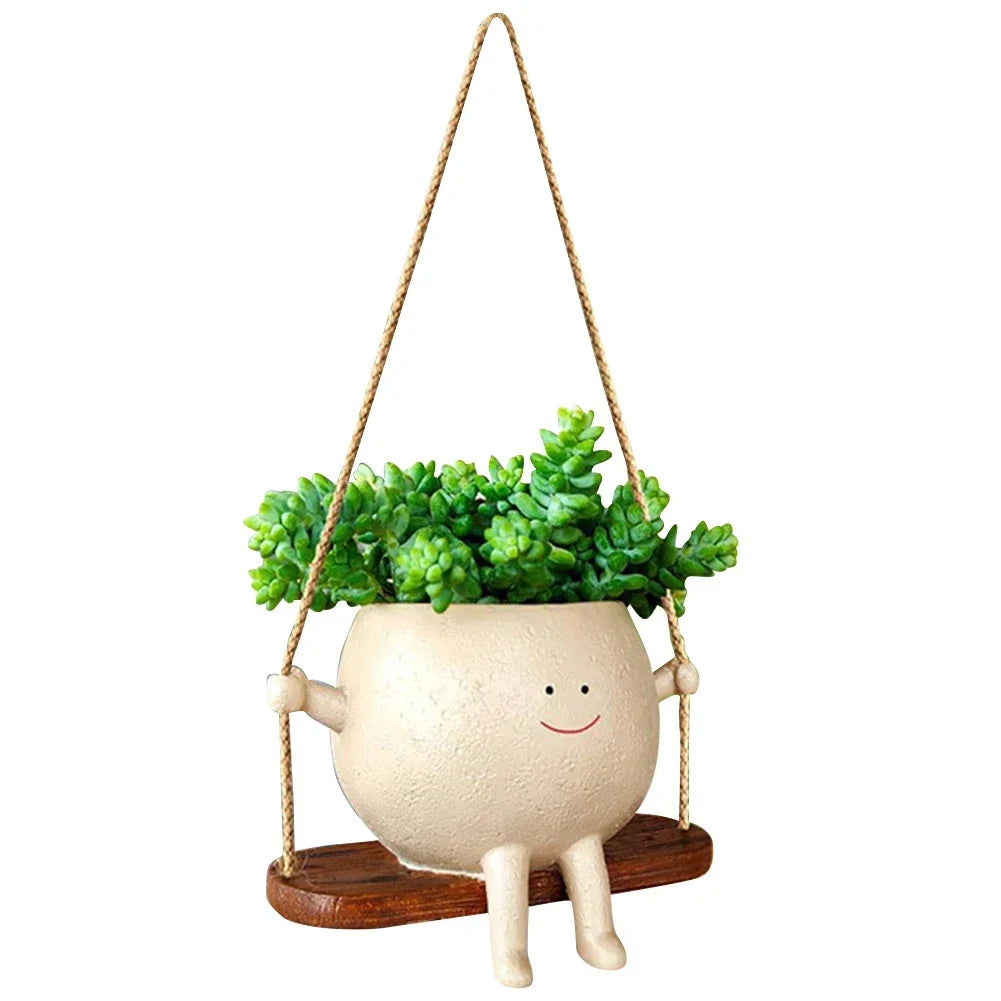 Swing Flower Container – Creative Resin Cartoon Wall Hanging Planter