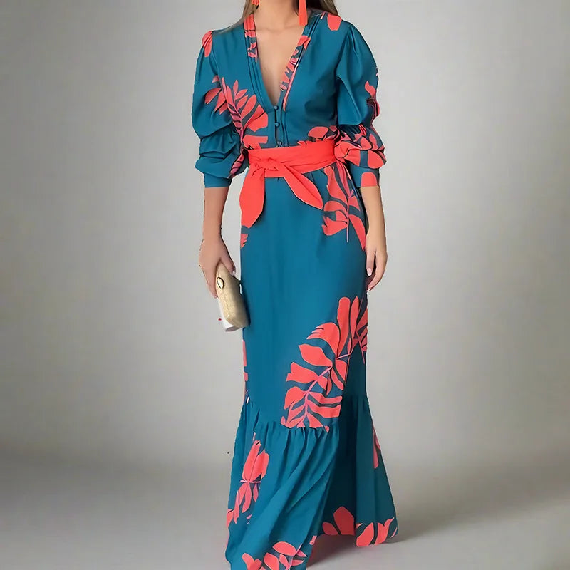 Veitche Plus Size Floral Maxi Dress