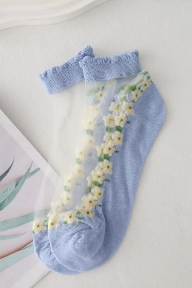 Breathable Floral Sheer Socks