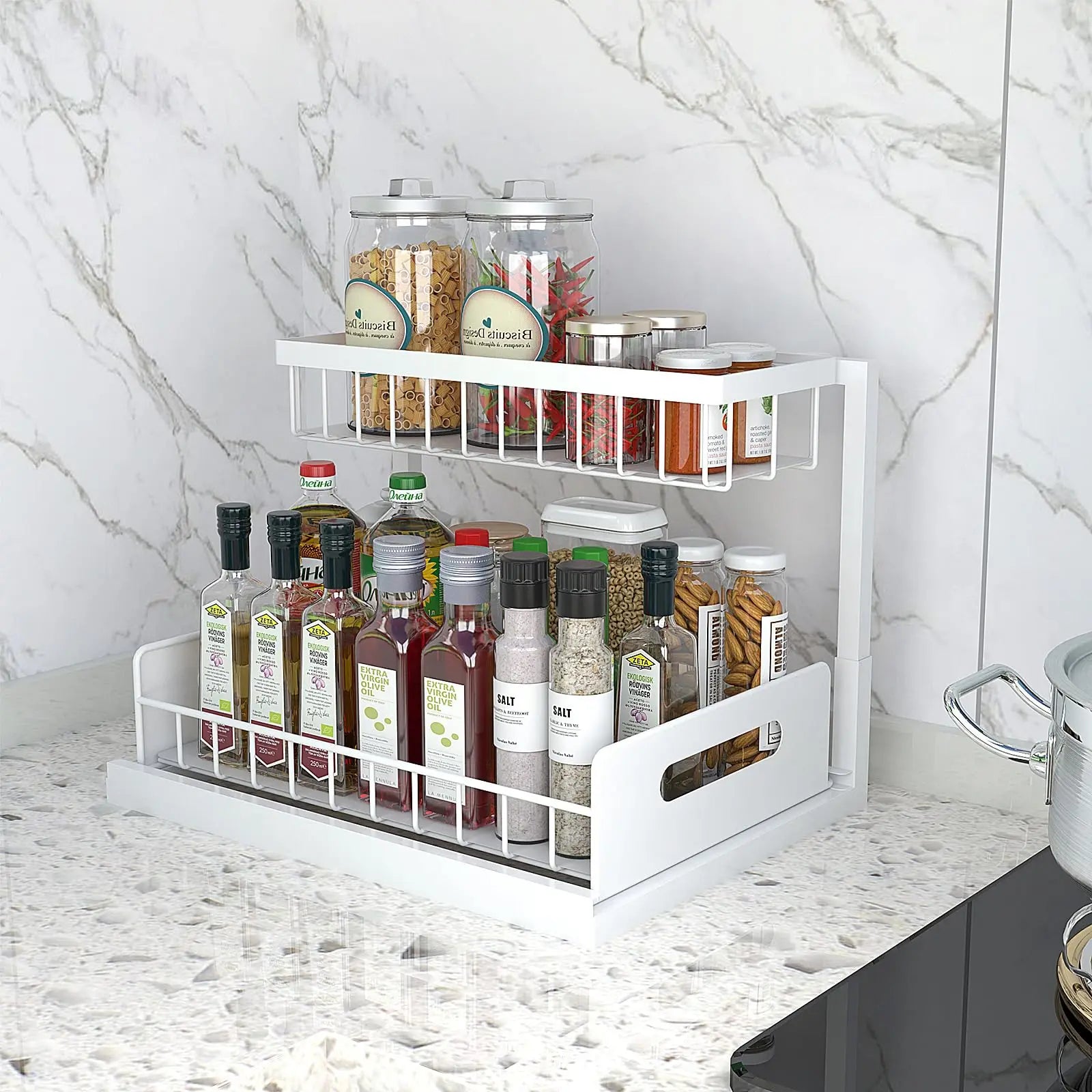2-Tier Under Sink Organizer – Sliding Bathroom &amp; Kitchen Shelf