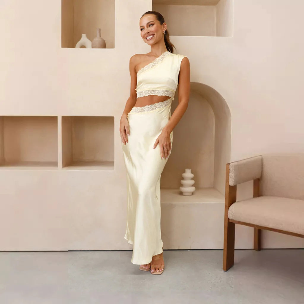 Elegant Floral Lace Backless Dress