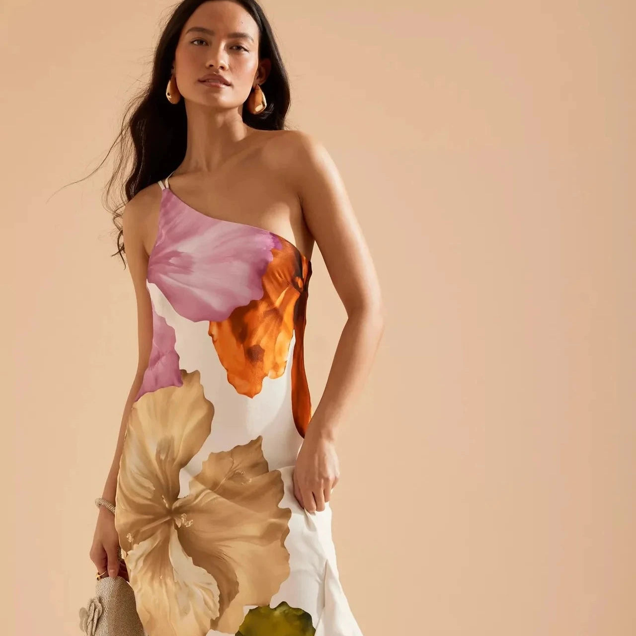 Veitche One-Shoulder Printed Maxi Dress