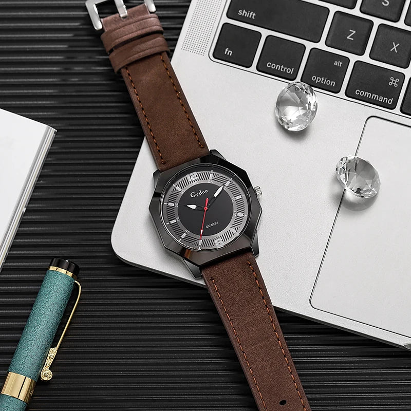 Vintage-Inspired Leather Strap Watch