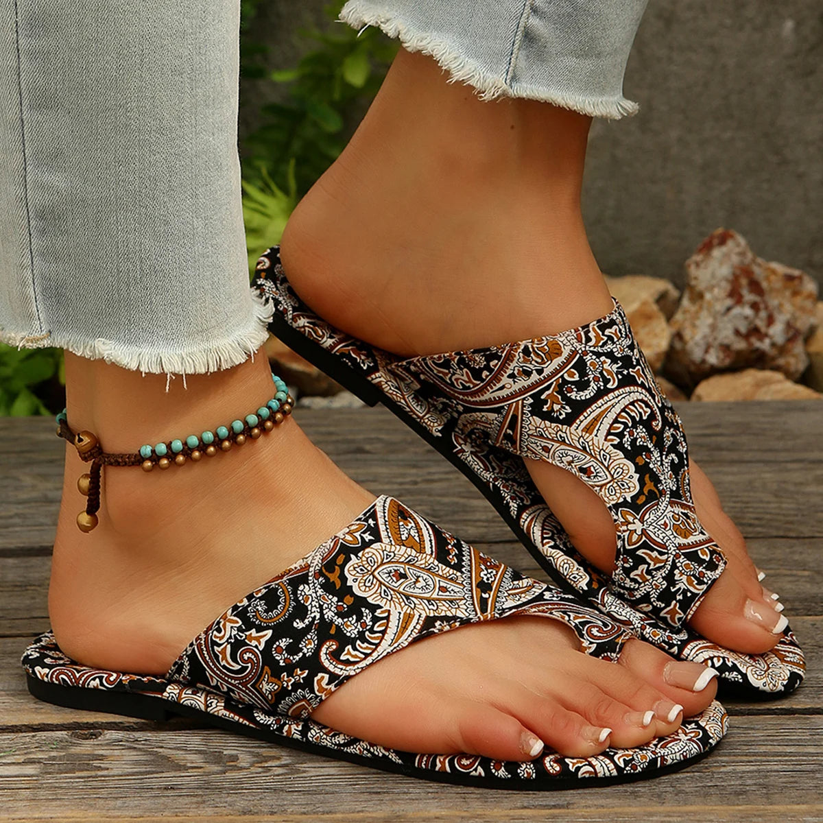 Bohemian Clip-Toe Flat Sandals 2025 Summer