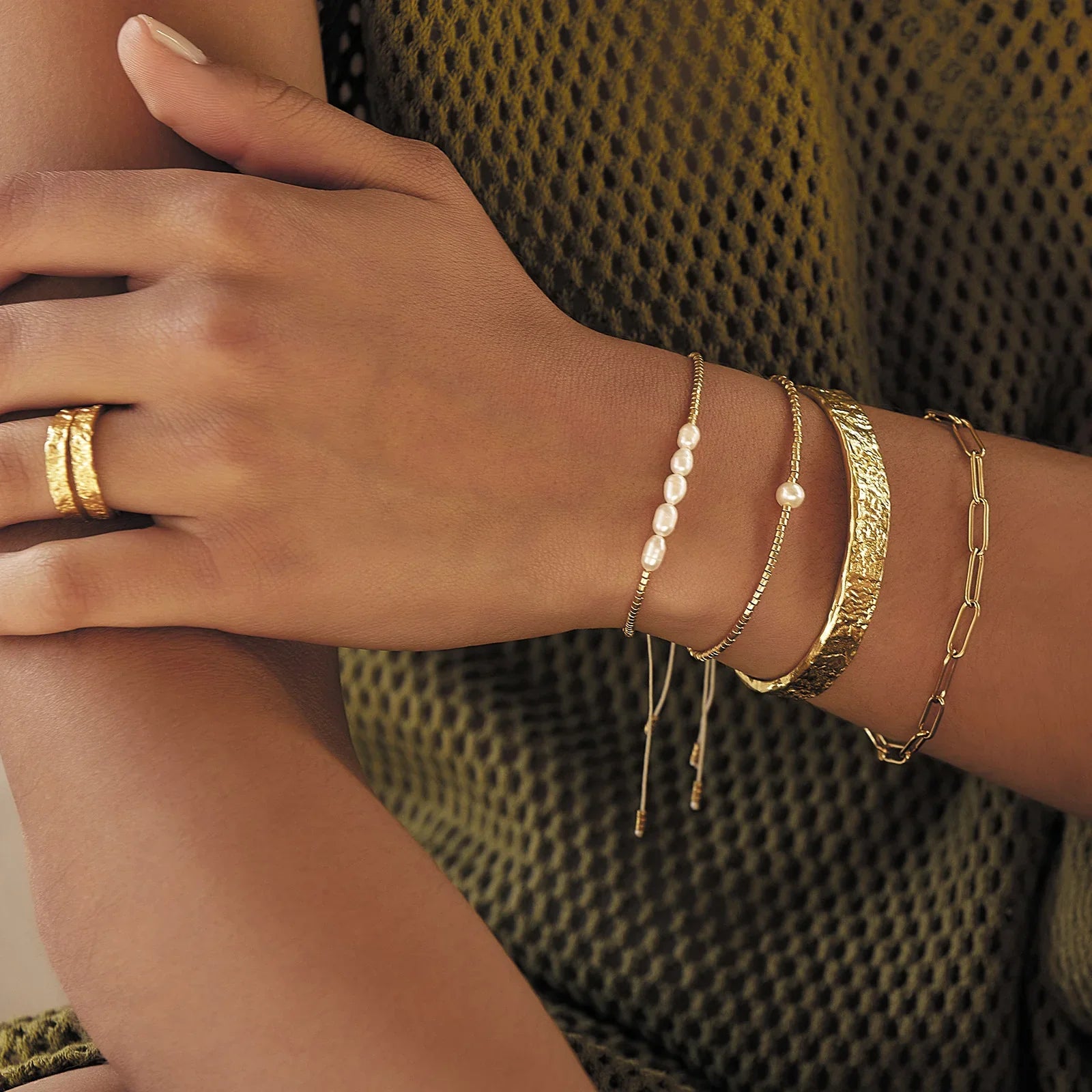Hammered Texture Cuff Bracelet