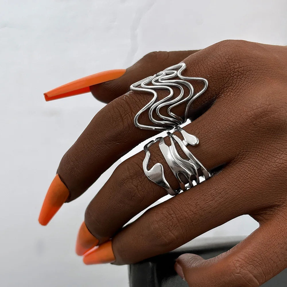 2-Piece Irregular Lava Ring Set