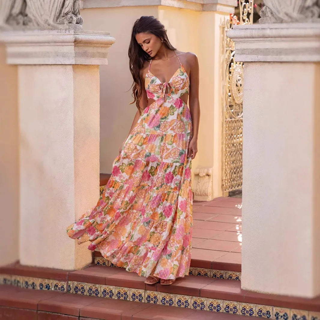 Elegant One-Shoulder Cut-Out Maxi Dress