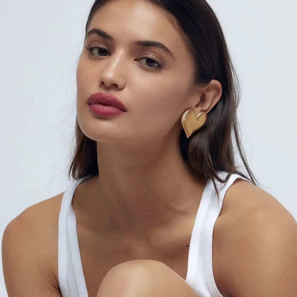 Sleek Heart Stud Earrings