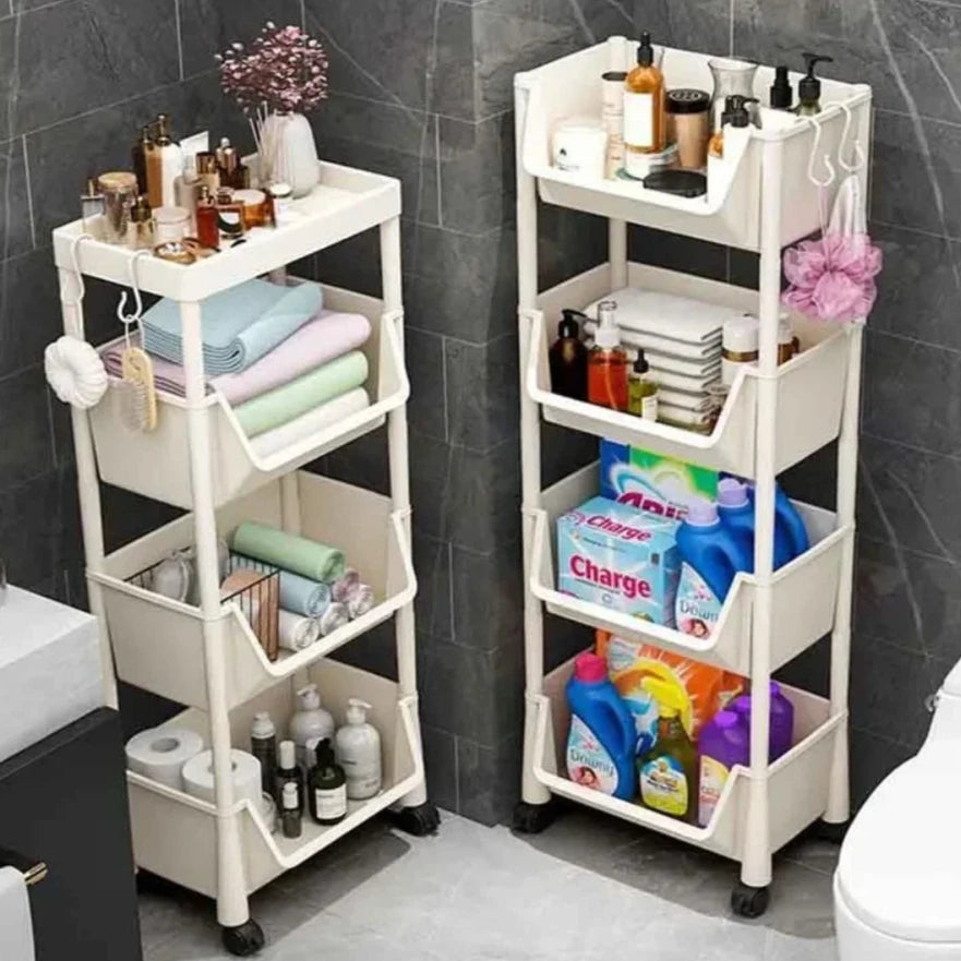 Trolley Bookshelf & Storage Rack – Slim Corner Organizer