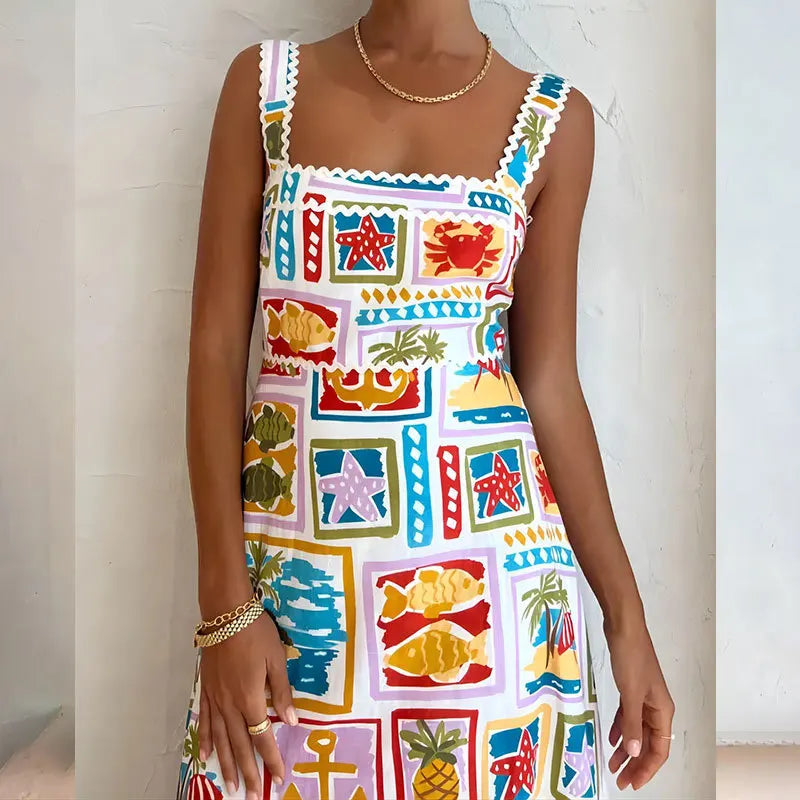 Veitche Fruit Print A-Line Dress