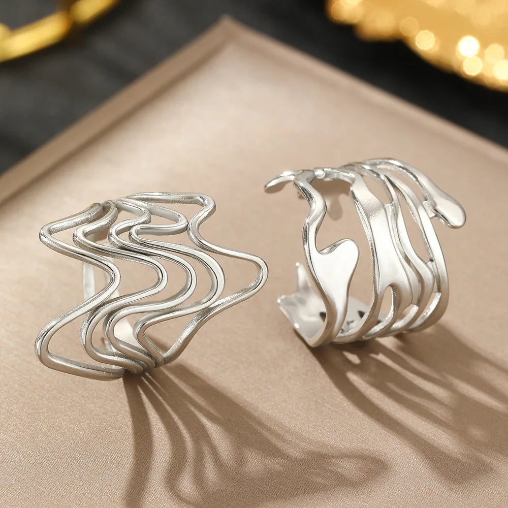 2-Piece Irregular Lava Ring Set