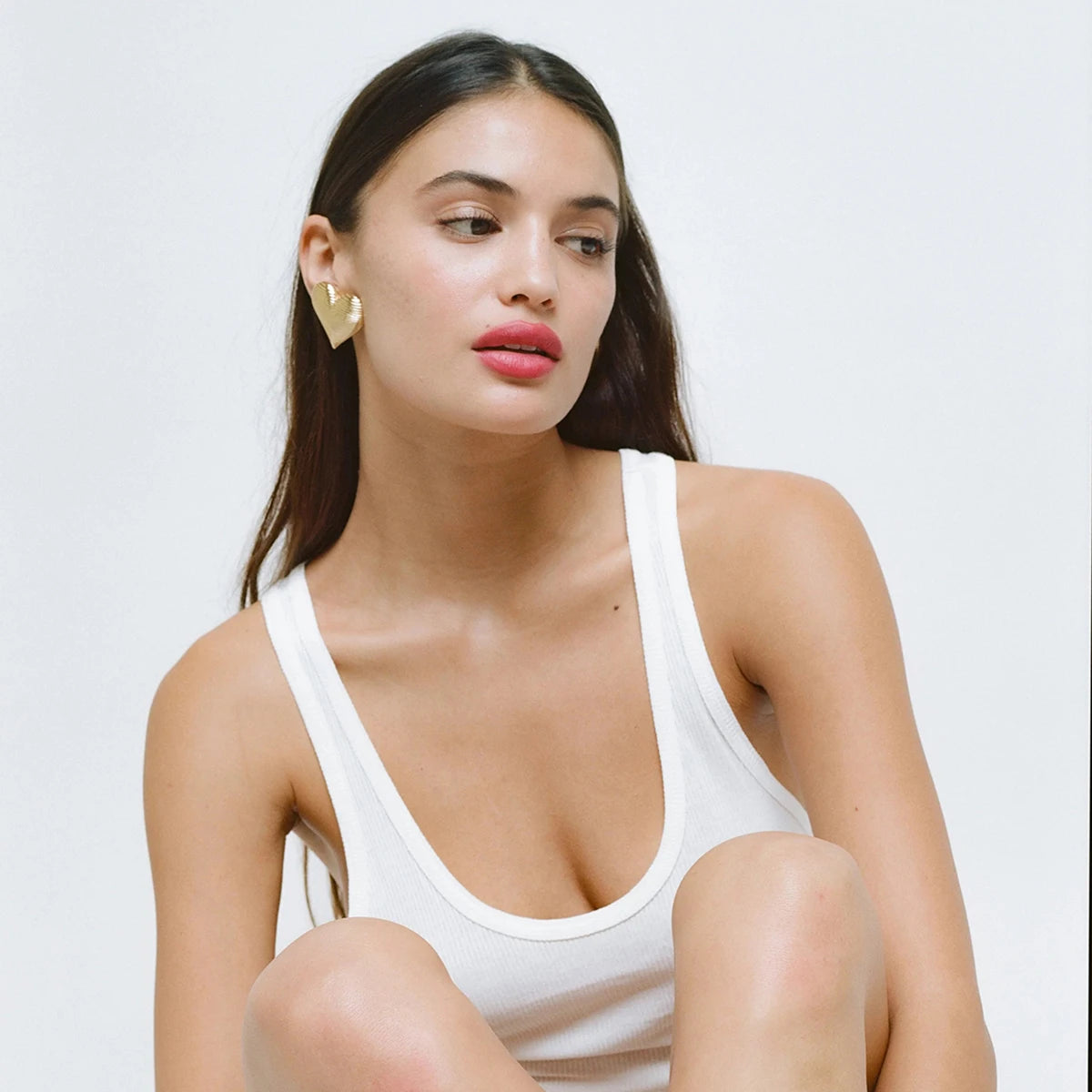 Sleek Heart Stud Earrings
