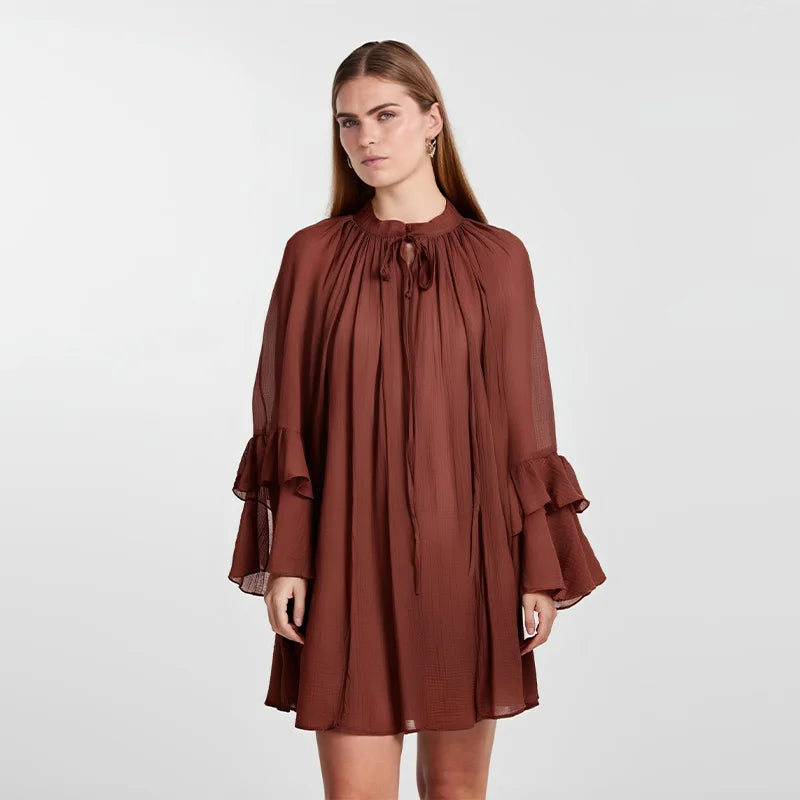Flounce Mini Dress – Chiffon Romance with Modern Flow