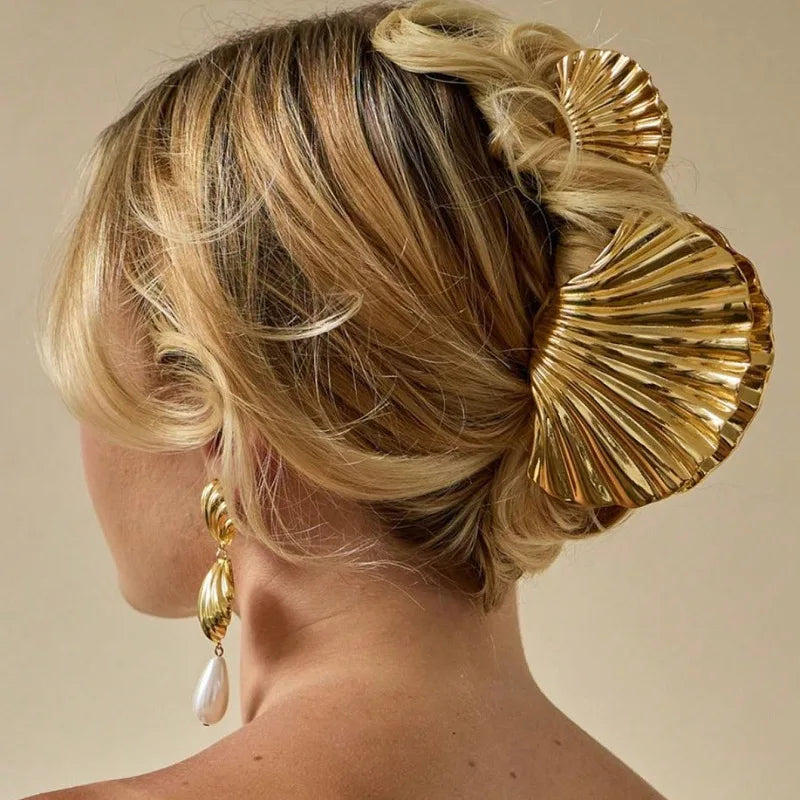 Shell Textured Metal Hair Claw