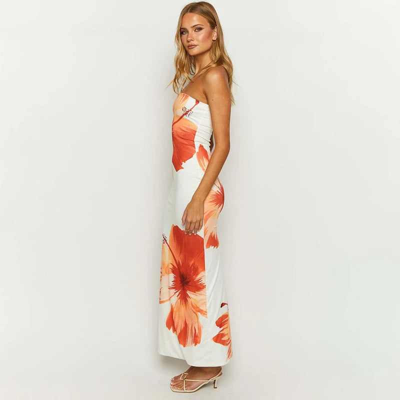 Flower Printed Off-Shoulder Dress