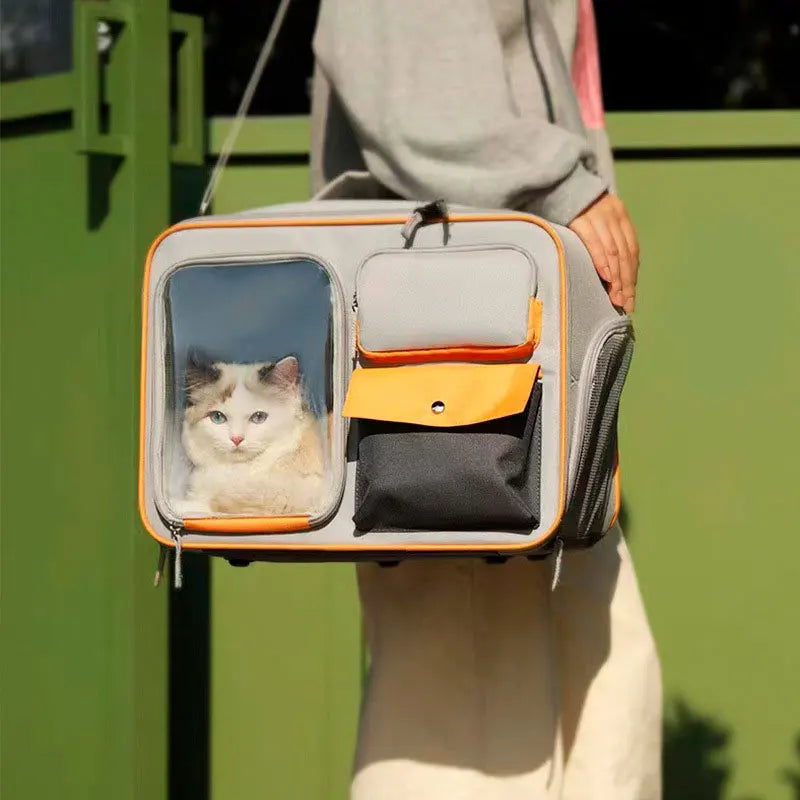 Portable Pet Trolley Suitcase – Travel in Style with Your Cat or Dog