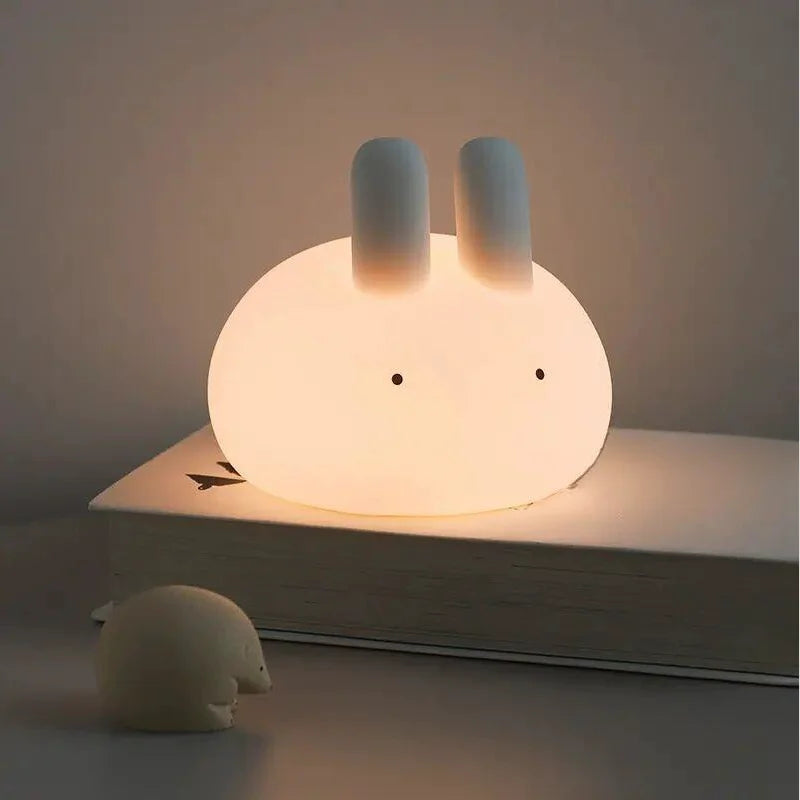 LED Cute Rabbit Night Light – USB Rechargeable Silicone Lamp