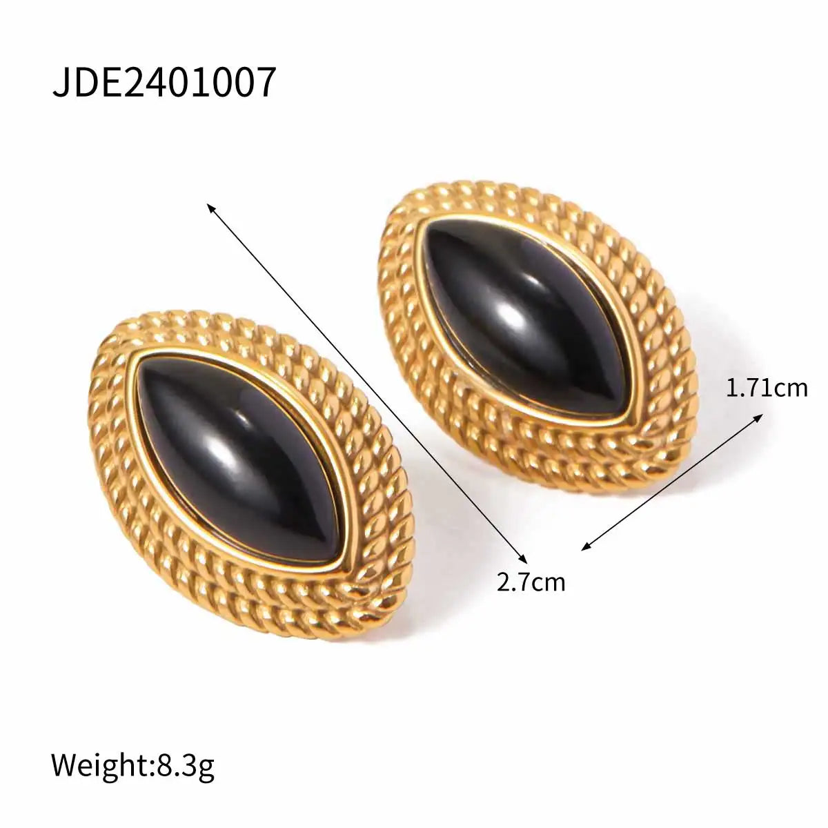 Black Onyx Horse Eye Earrings