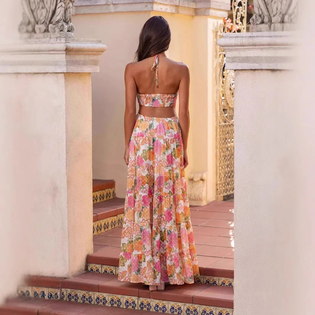 Elegant One-Shoulder Cut-Out Maxi Dress