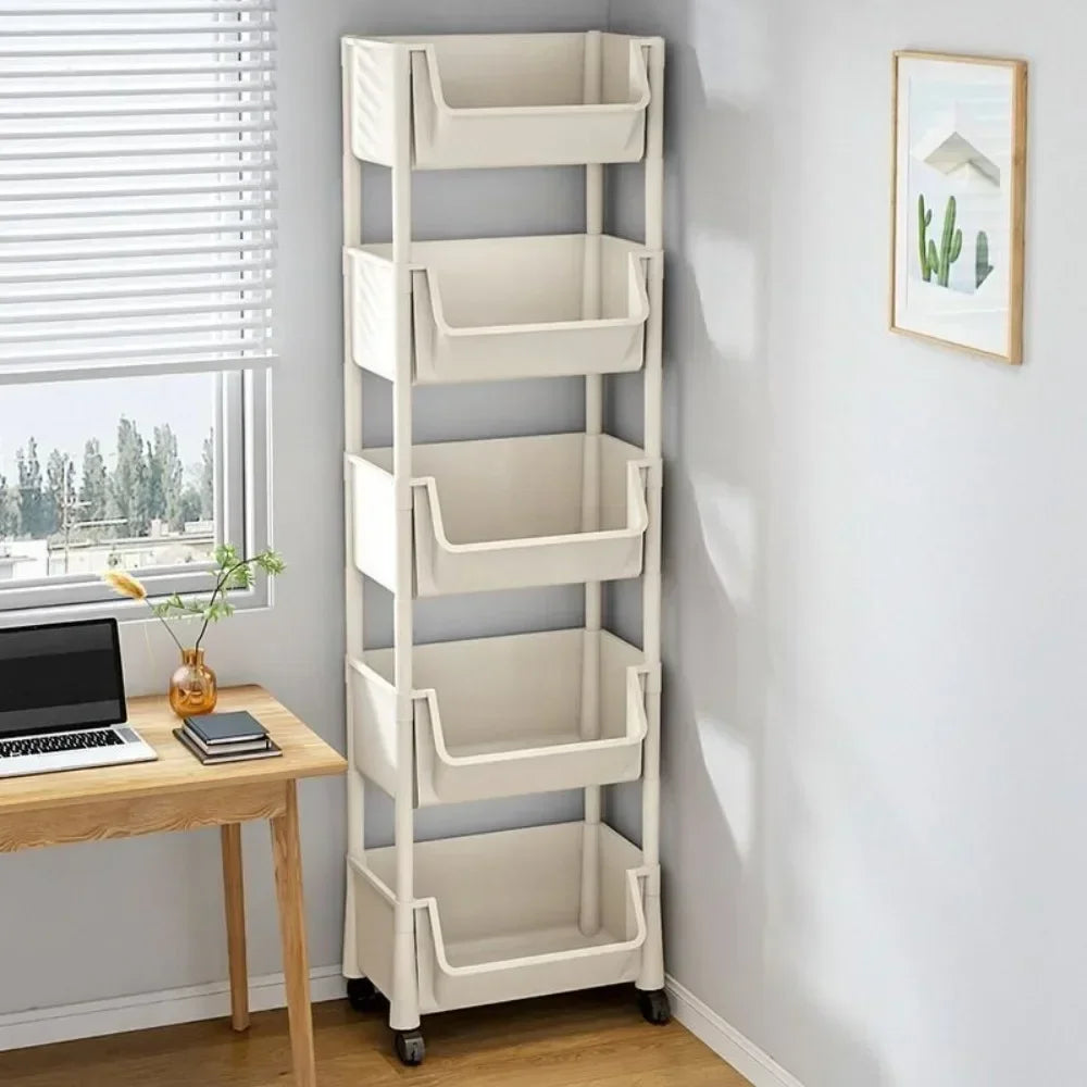 Trolley Bookshelf & Storage Rack – Slim Corner Organizer