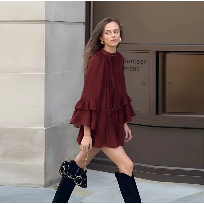 Flounce Mini Dress – Chiffon Romance with Modern Flow