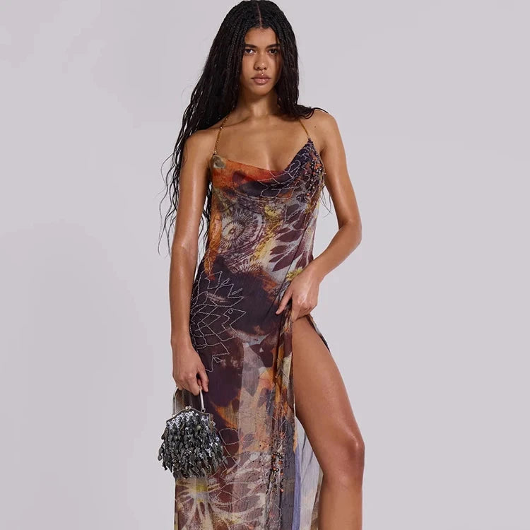 Aesthetic Mesh Maxi Dress