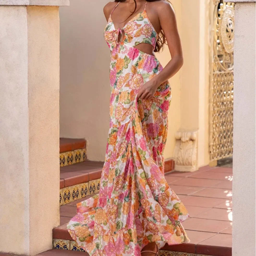 Elegant One-Shoulder Cut-Out Maxi Dress