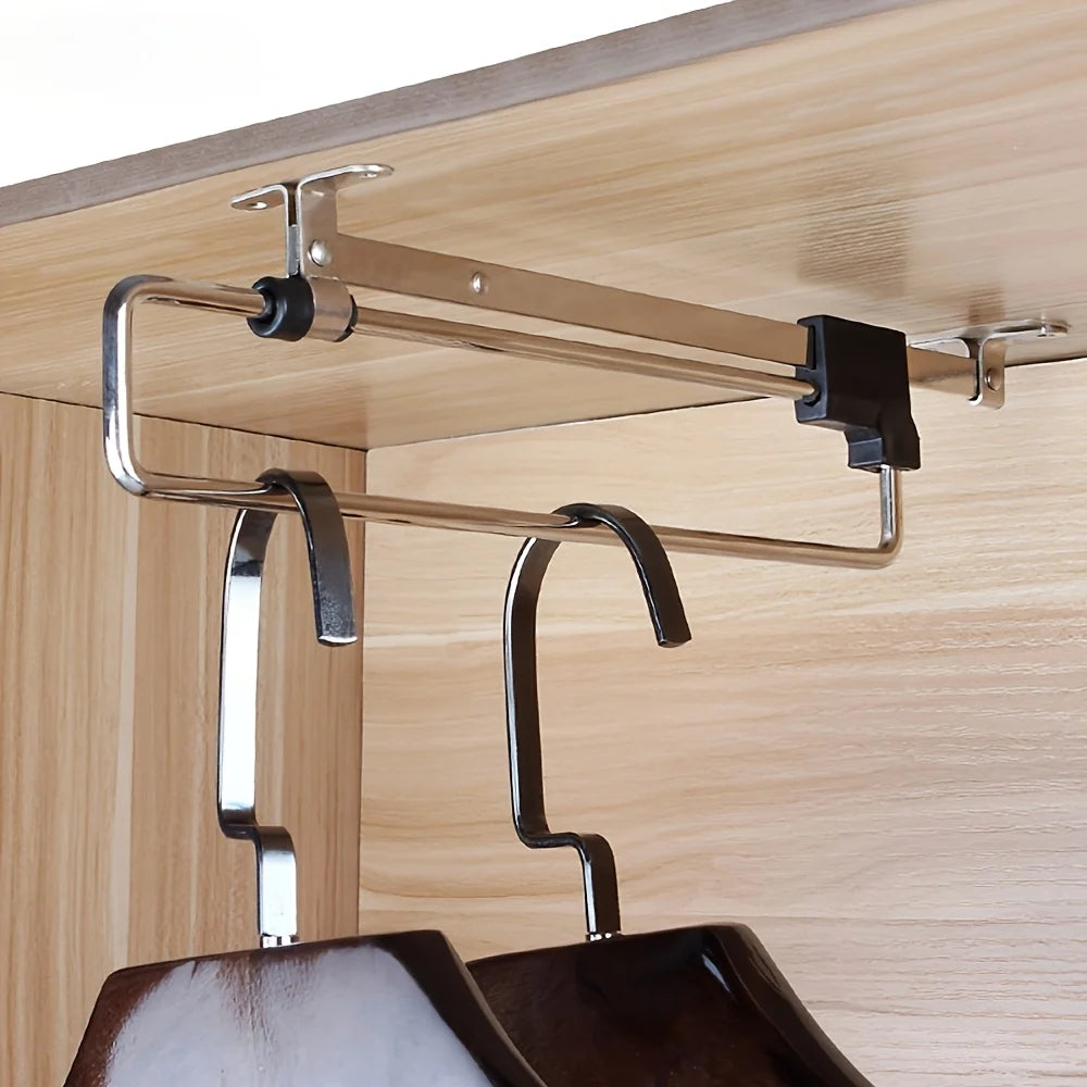 Pull-Out Clothes Rod – Foldable Hanging Rack for Wardrobes