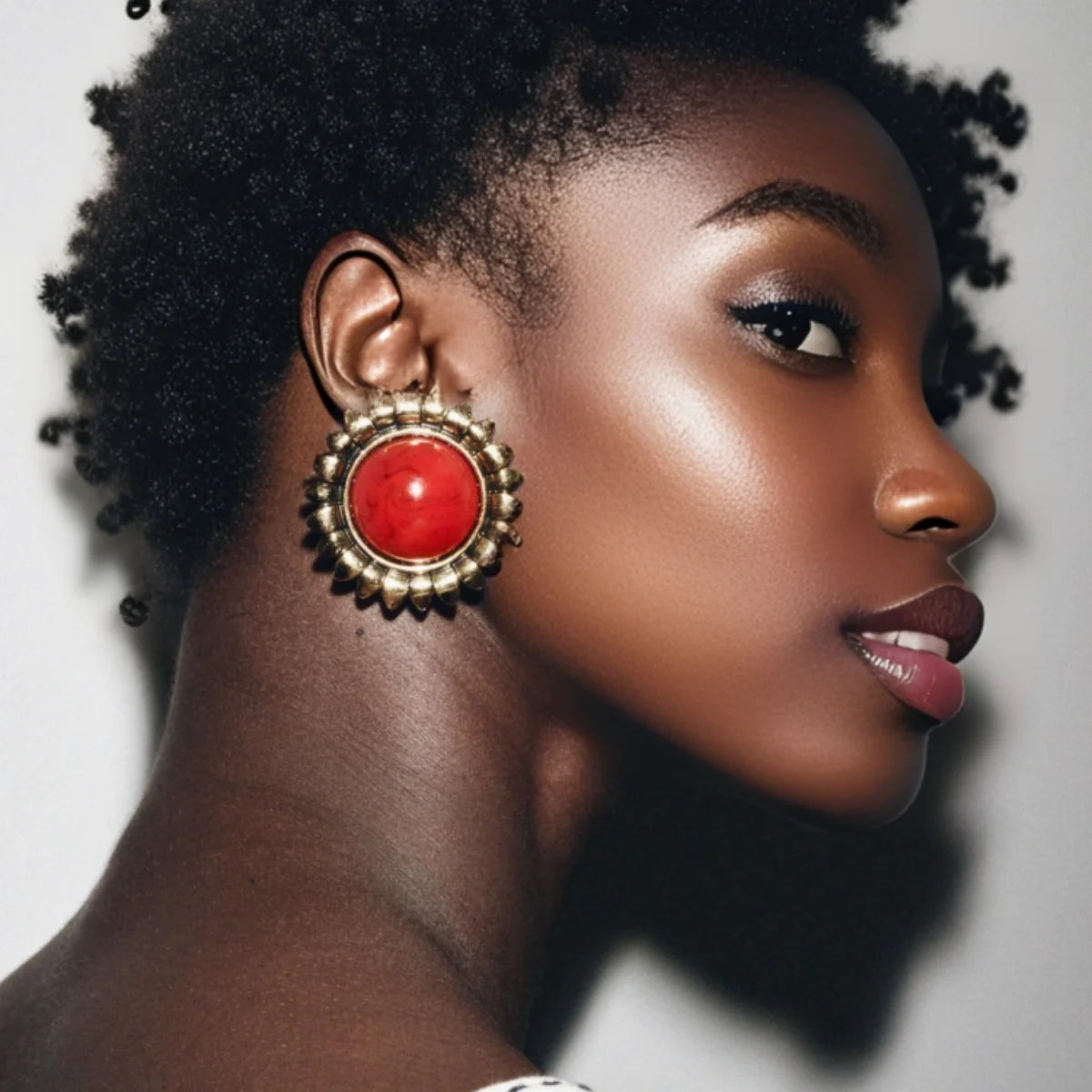 Sun Stone Earrings Women Red Pine