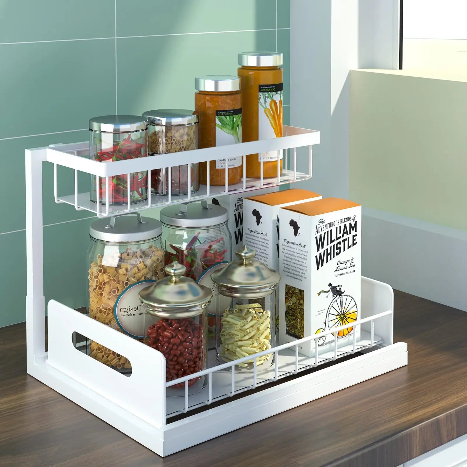 2-Tier Under Sink Organizer – Sliding Bathroom &amp; Kitchen Shelf