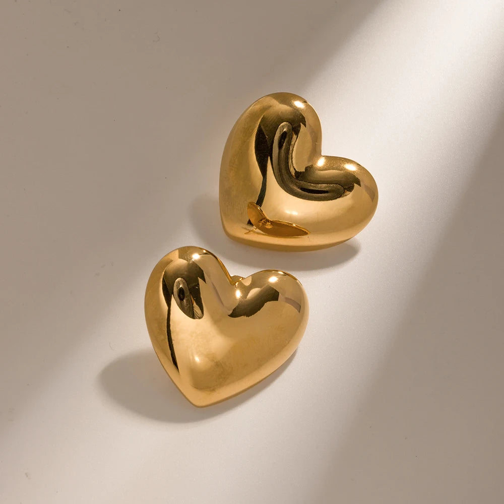 Gold Plated Chunky Heart Earrings