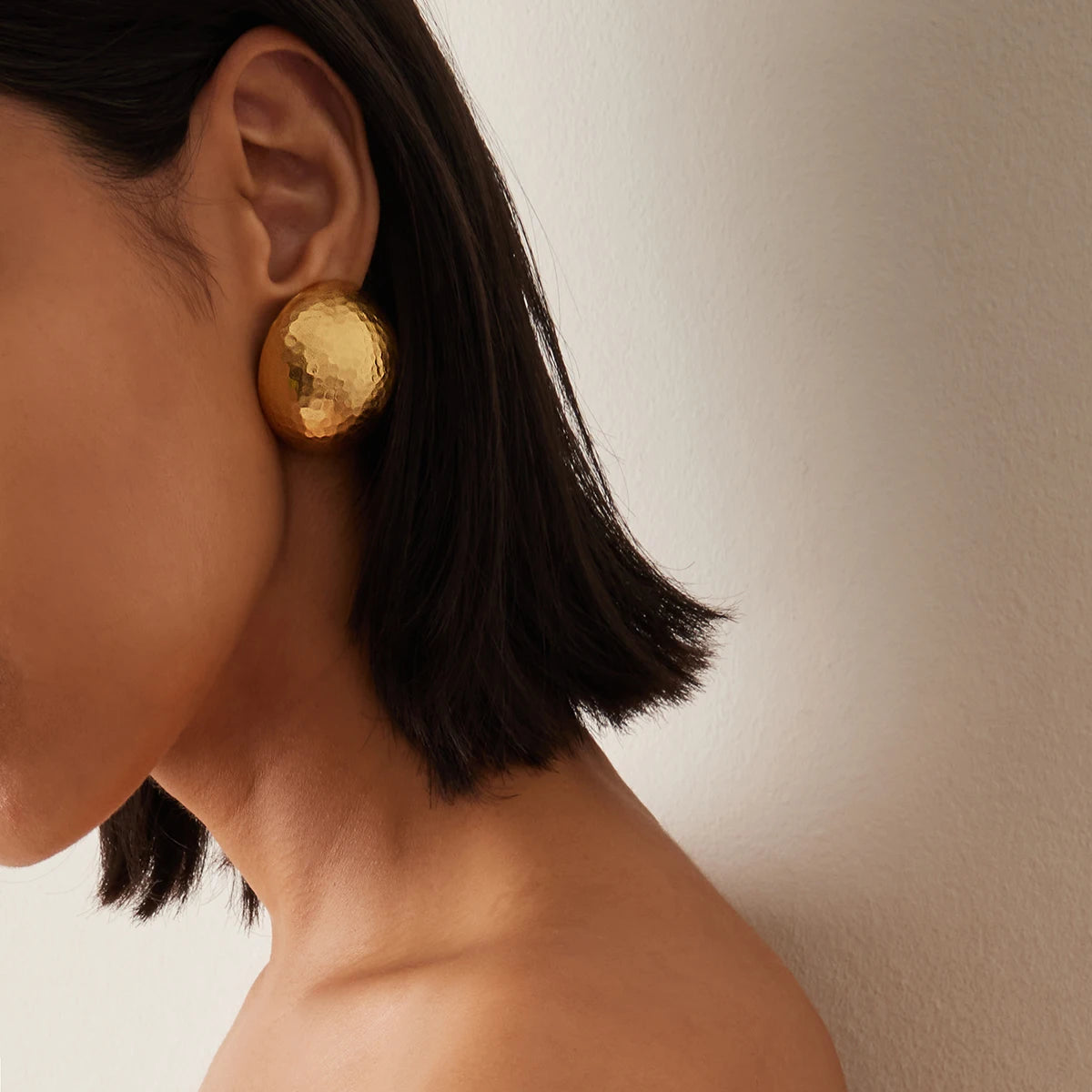 Hammered Hemisphere Ear Clips