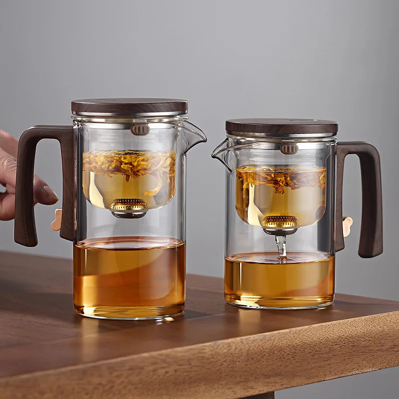 Glass Teapot Kettle with Infuser – Magnetic One-Click Tea Filtration