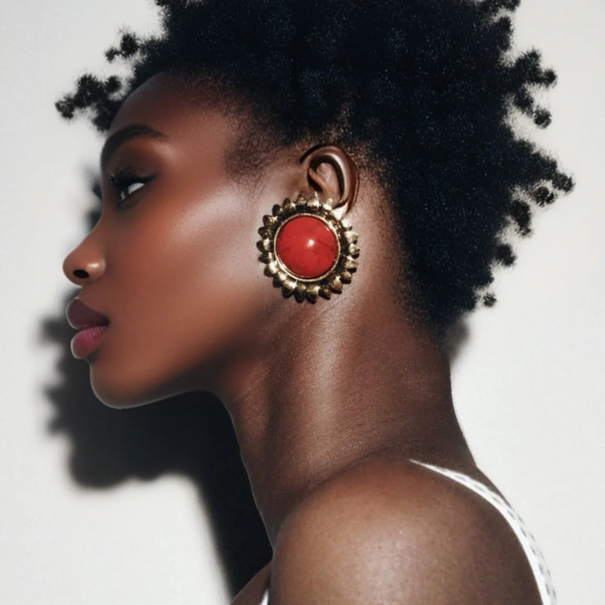 Sun Stone Earrings Women Red Pine