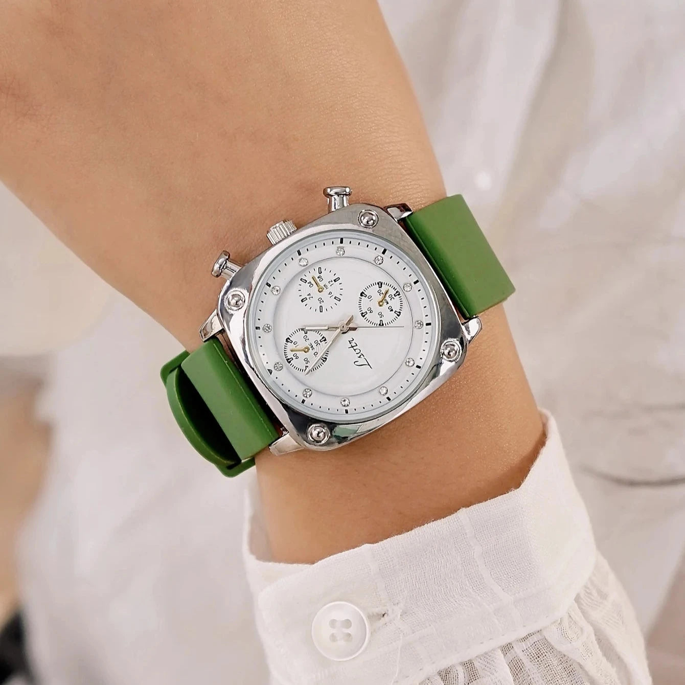 Women's Green Silicone Watch