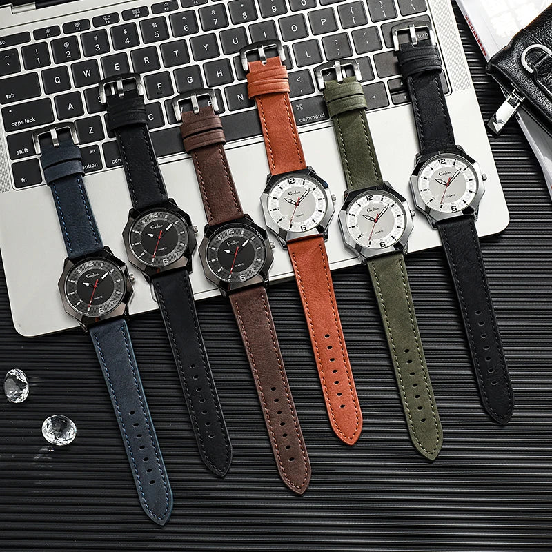 Vintage-Inspired Leather Strap Watch