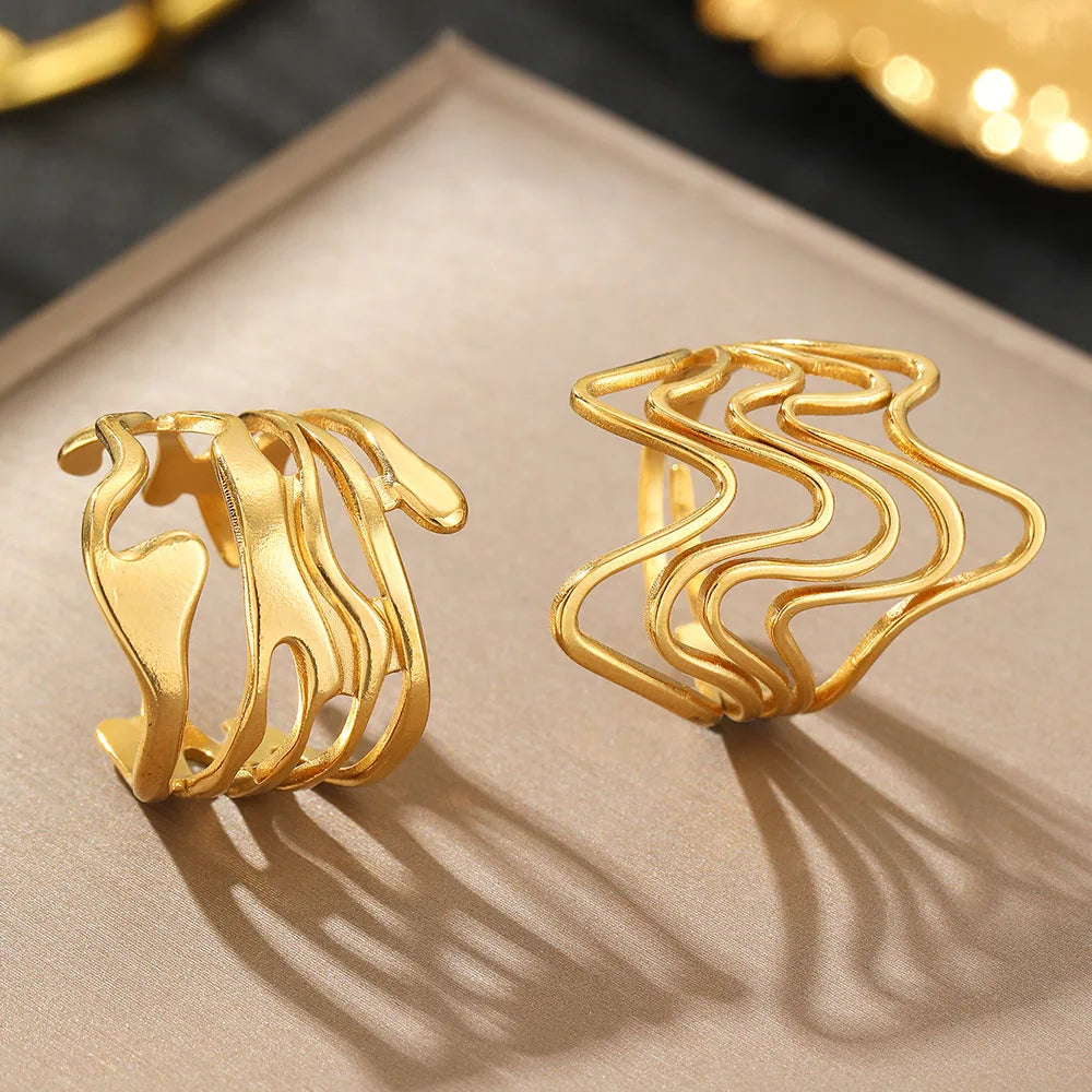 2-Piece Irregular Lava Ring Set