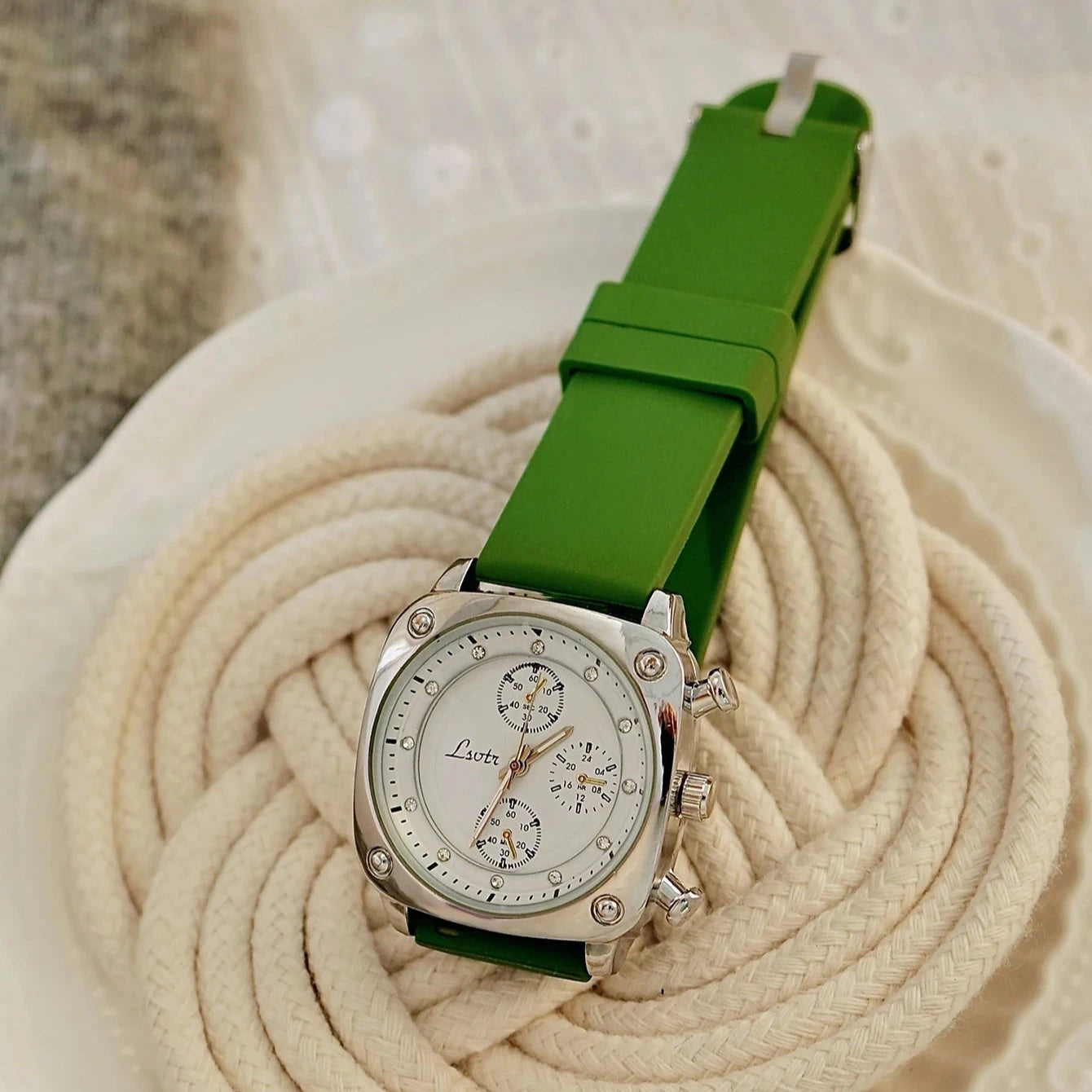 Women's Green Silicone Watch