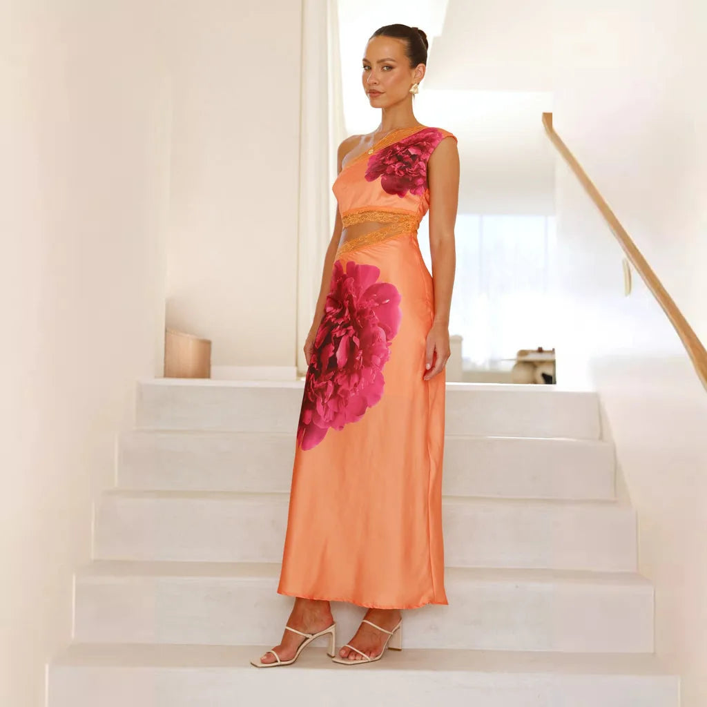 Elegant Floral Lace Backless Dress