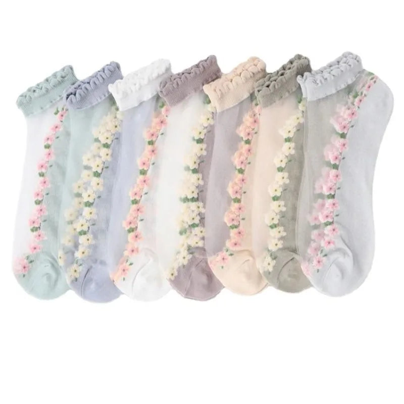 Breathable Floral Sheer Socks