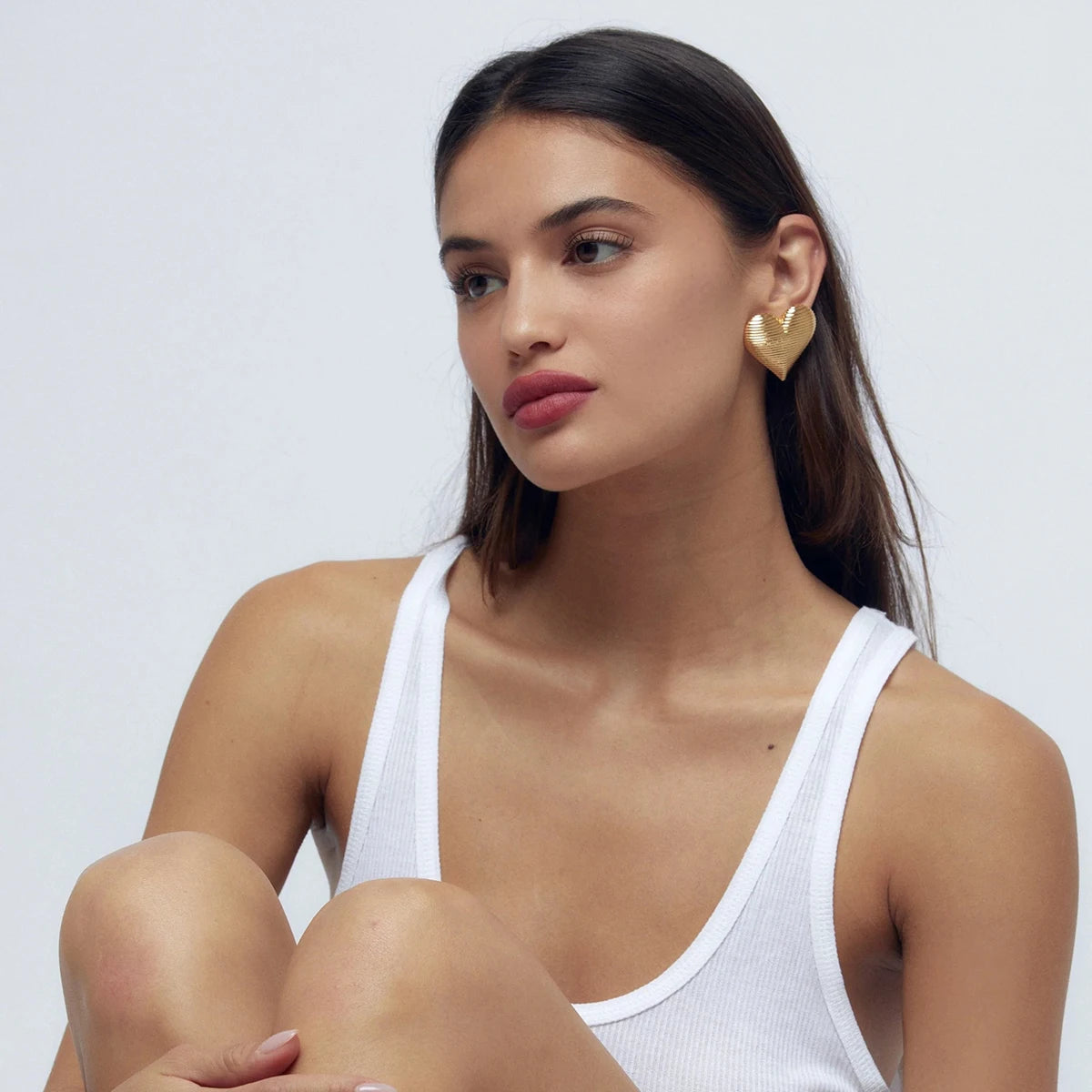 Sleek Heart Stud Earrings