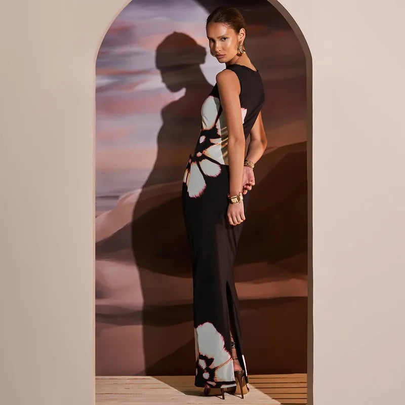 Black Hollow-Out Sleeveless Dress